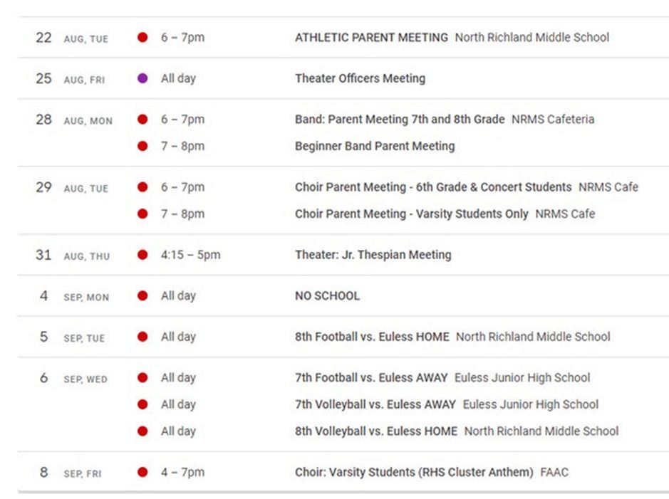  upcoming dates August 14th  Schedule Pick Up  3-6PM August 29th  Choir Parent Meetings C August 14
